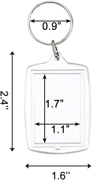 6pcs Double Sided Blank Picture Keychain Personalised Photo Key Fob Holder with Split Ring for Insert 1.7 x 1.1 Photo - Image 5