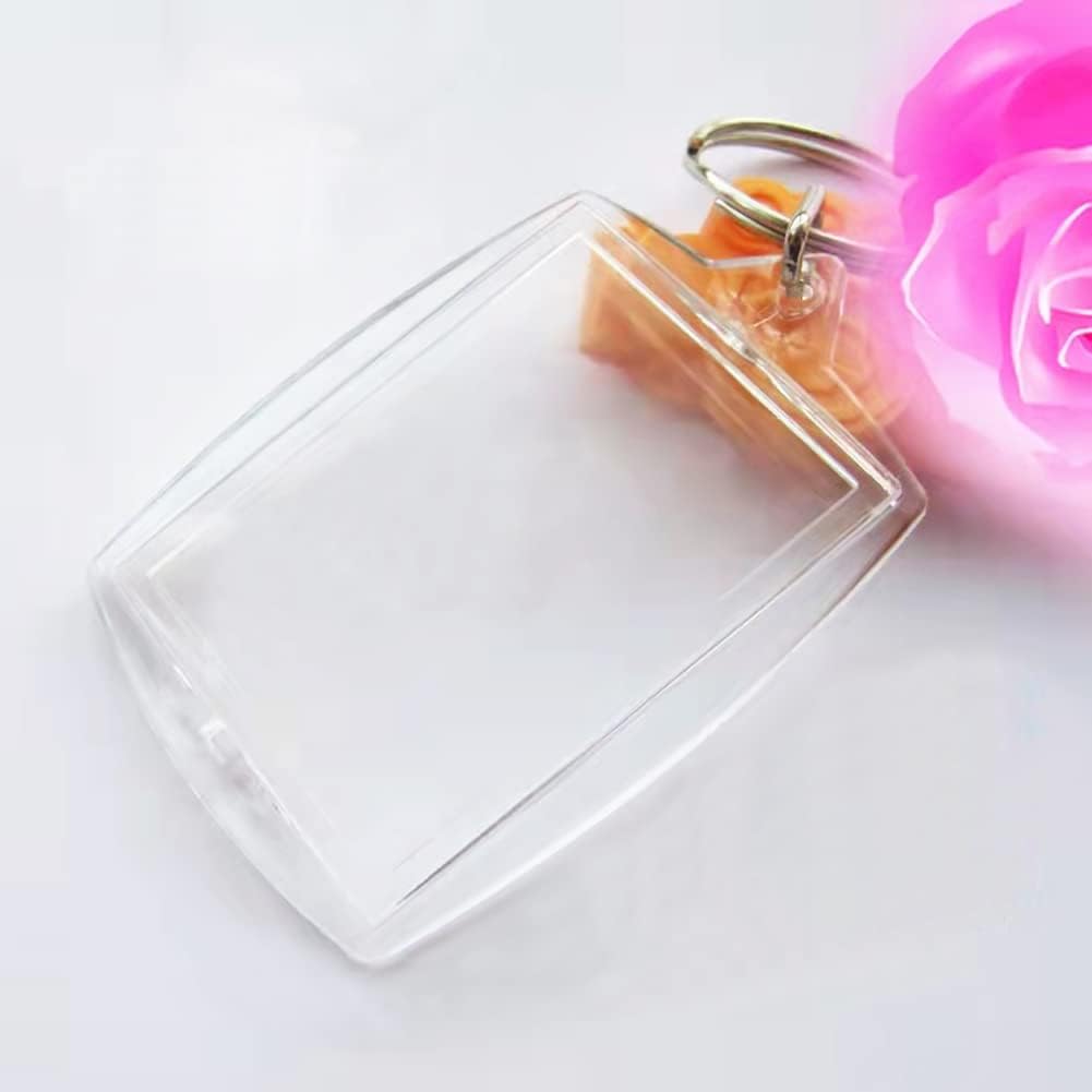 6pcs Double Sided Blank Picture Keychain Personalised Photo Key Fob Holder with Split Ring for Insert 1.7 x 1.1 Photo - Image 3