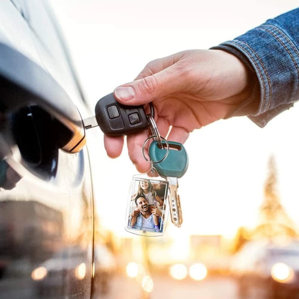 6pcs Double Sided Blank Picture Keychain Personalised Photo Key Fob Holder with Split Ring for Insert 1.7 x 1.1 Photo - Image 2
