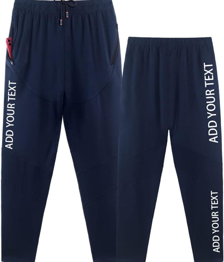 Add Your Number Text Logo Unisex Running Pants Soft Light with Zip Pockets