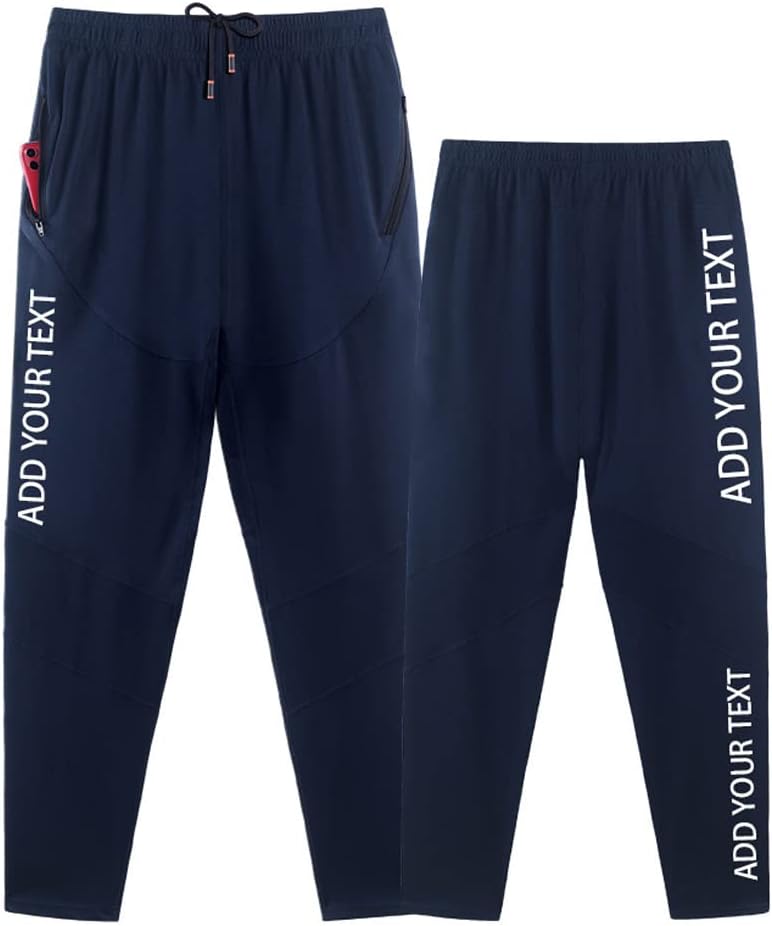 Add Your Number Text Logo Unisex Running Pants Soft Light with Zip Pockets