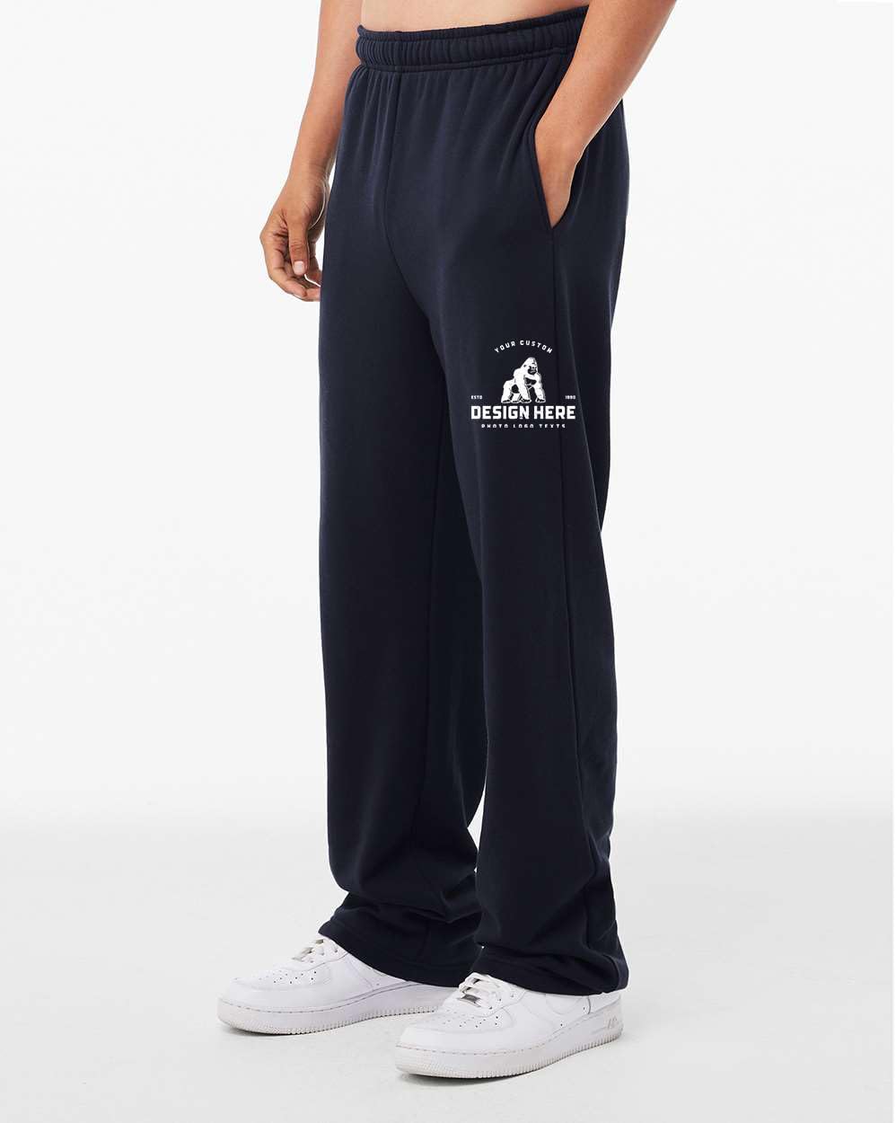 Bella 3725 Unisex Custom Printing Add Design Sponge Fleece Straight Sweatpants - Navy (XL) - Image 3