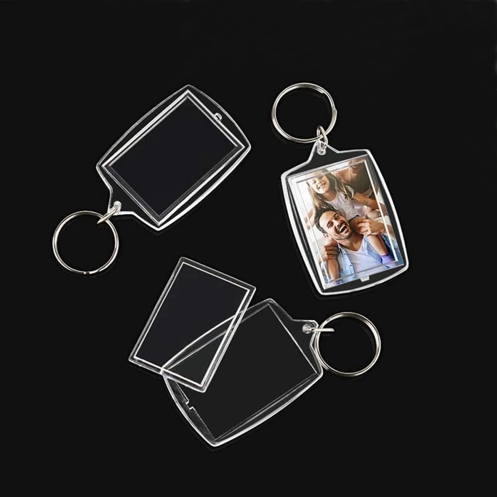6pcs Double Sided Blank Picture Keychain Personalised Photo Key Fob Holder with Split Ring for Insert 1.7 x 1.1 Photo - Image 4