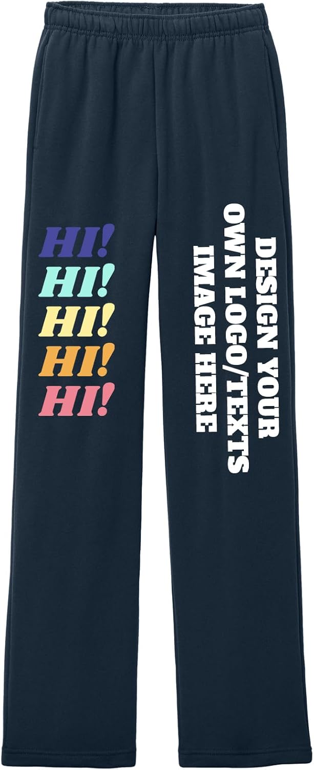 Bella 3725 Unisex Custom Printing Add Design Sponge Fleece Straight Sweatpants - Navy (XL)