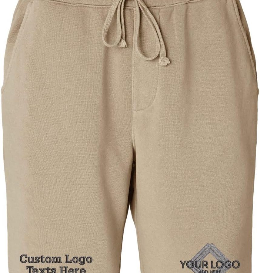 Prm50stpd Custom Embroidery Logo Texts Garment Dyed Fleece Shorts