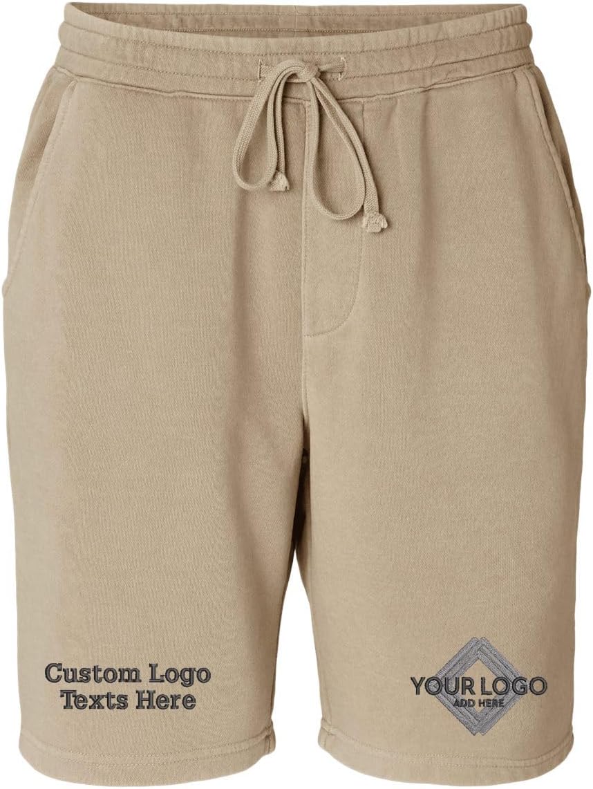Prm50stpd Custom Embroidery Logo Texts Garment Dyed Fleece Shorts