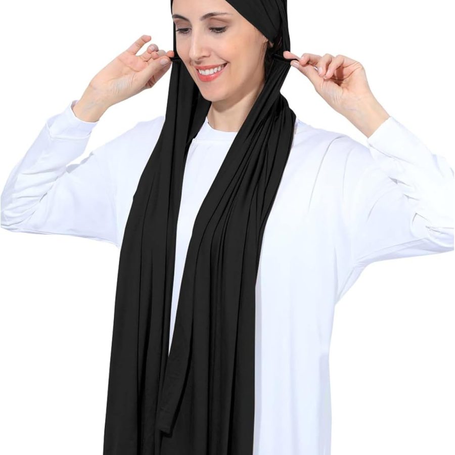 Instant Jersey Cotton Hijab Scarf for Ladies, Non-See Through Tieback Muslim Head Scarf