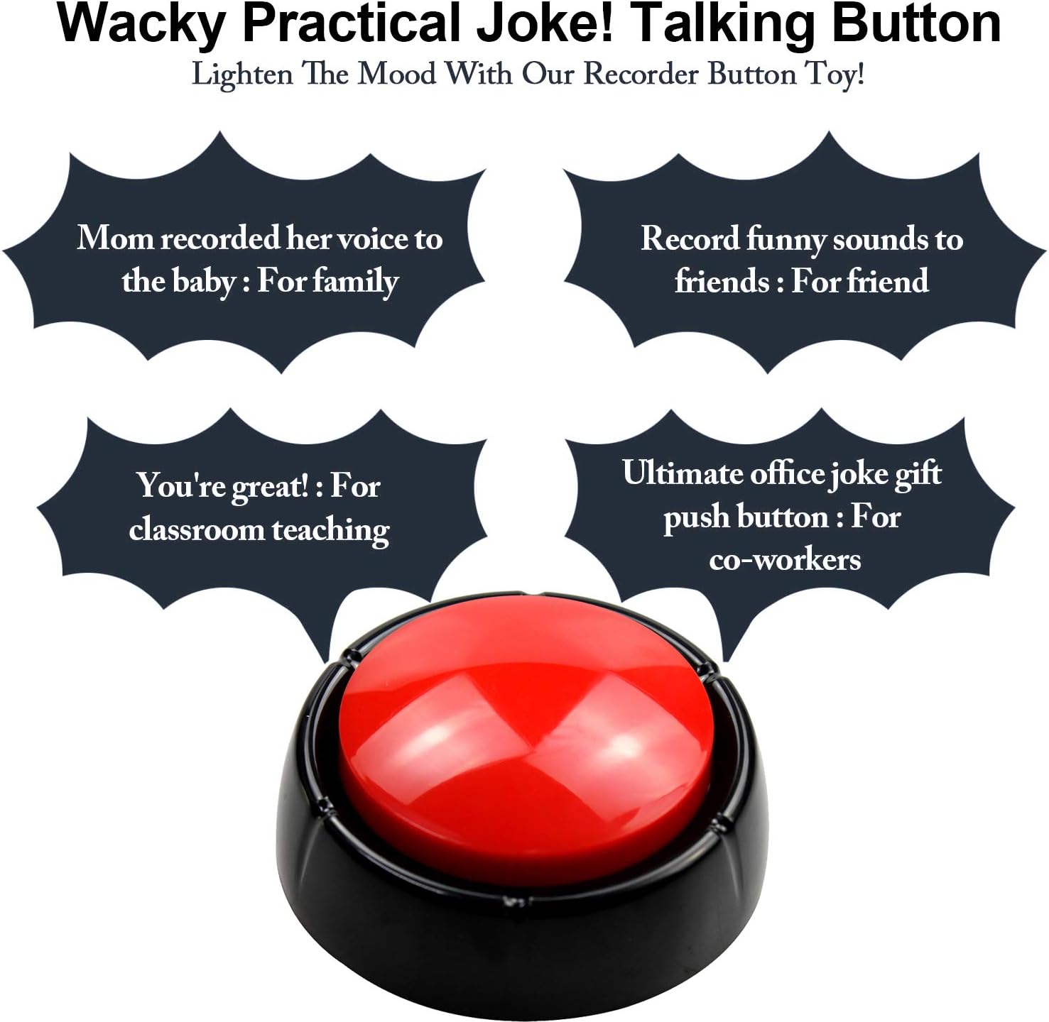 Recordable Talking Button 30 Seconds Record Button Easy Button Answer Buzzers Custom Sound Button for Communication Study Office Home Game Gift(Batteries Included) - Image 5
