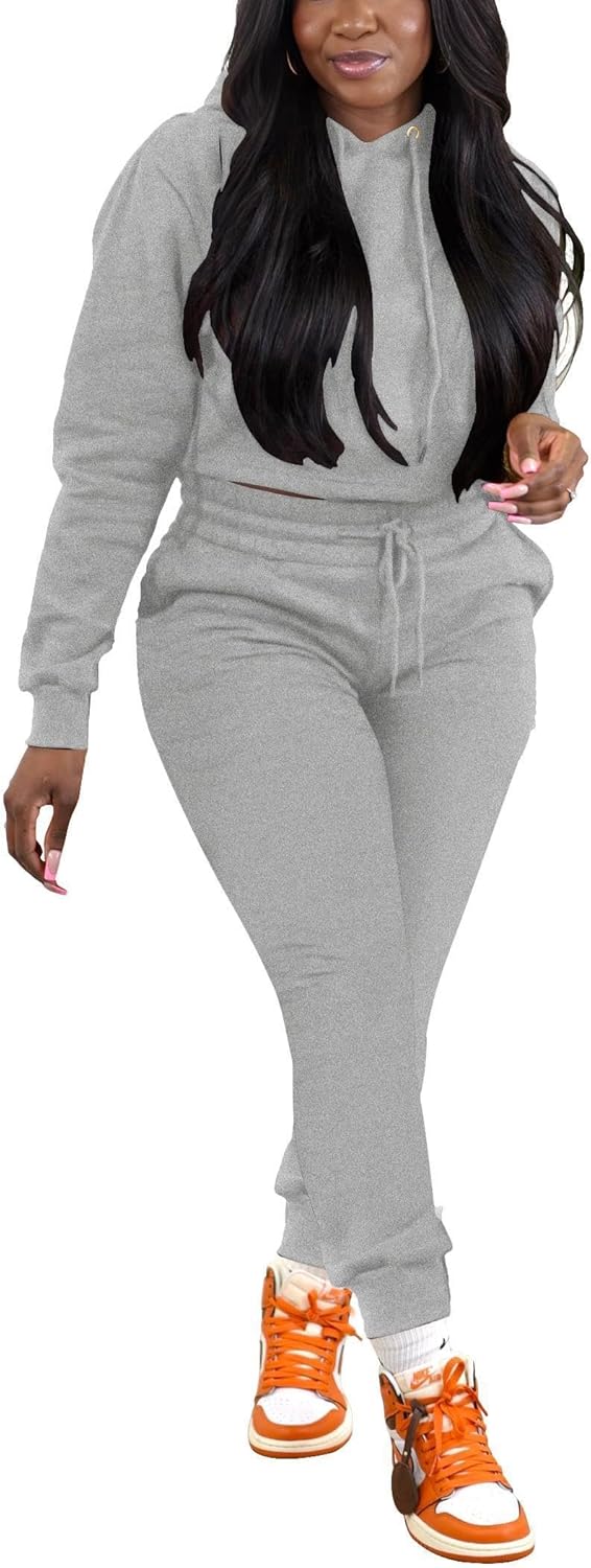 Two-Piece Looks for Ladies Sweatsuits Sets Hooded Tracksuit Long-Sleeve Pullover Jogger Sweat Pants Set - Image 3