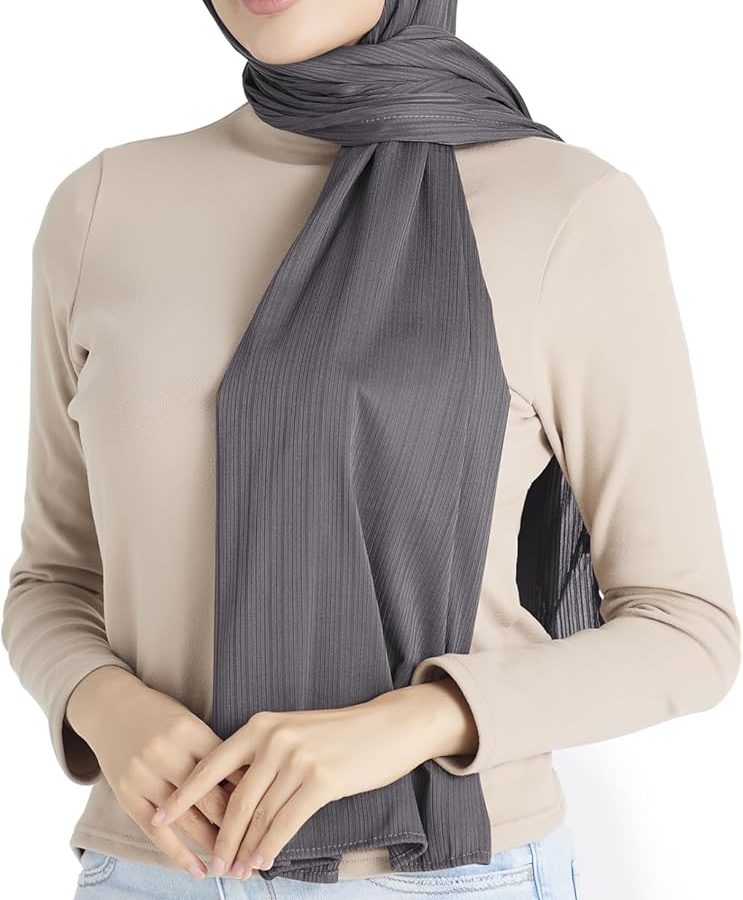 Ribbed Jersey Hijab Scarf for Ladies, Hijab for Ladies Muslim Breathable Stretchy Hajib