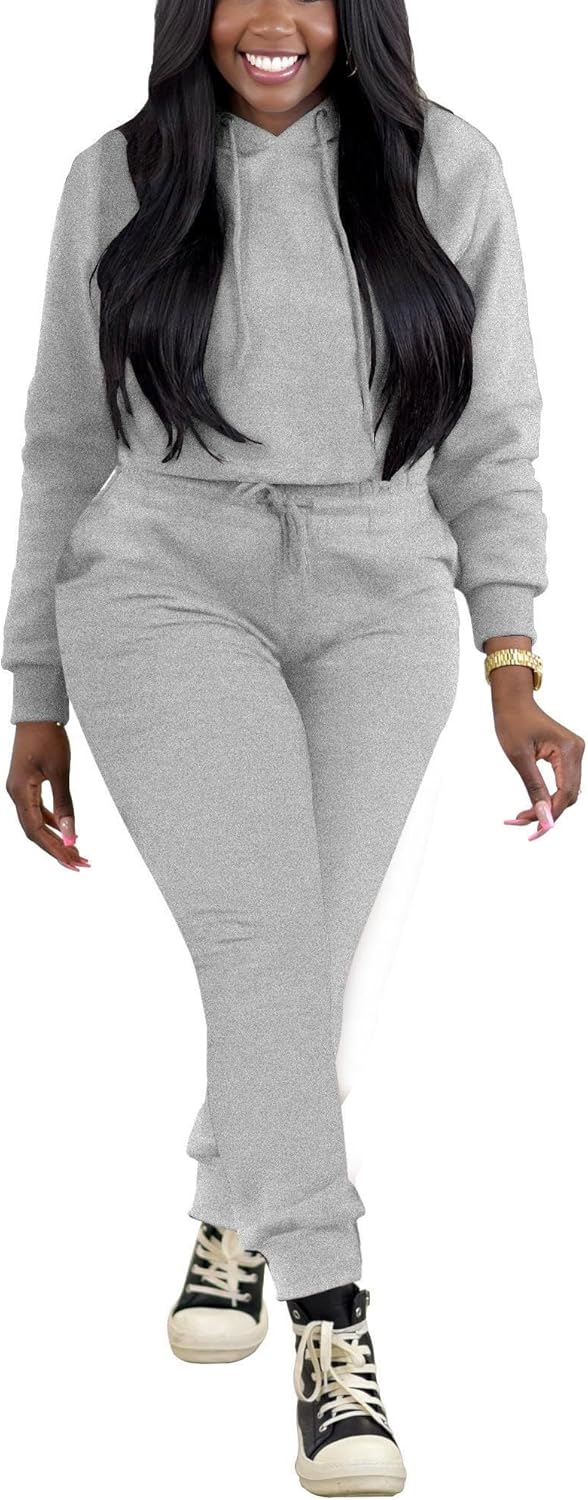 Two-Piece Looks for Ladies Sweatsuits Sets Hooded Tracksuit Long-Sleeve Pullover Jogger Sweat Pants Set - Image 2