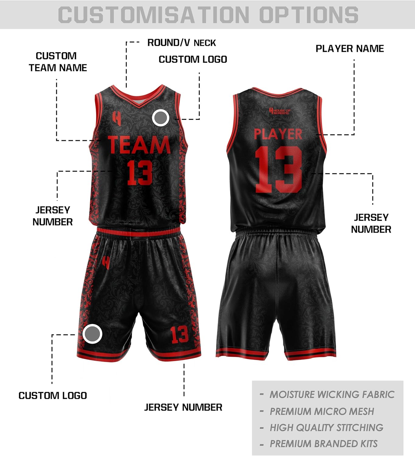 Custom Premium Quality Personalized Basketball Jersey, Basketball Short, Basketball Uniform for Toddler, Youth, Men and Ladies, Custom Name, Number, Logo for All Ages and Occasions, HX355BS - Image 3