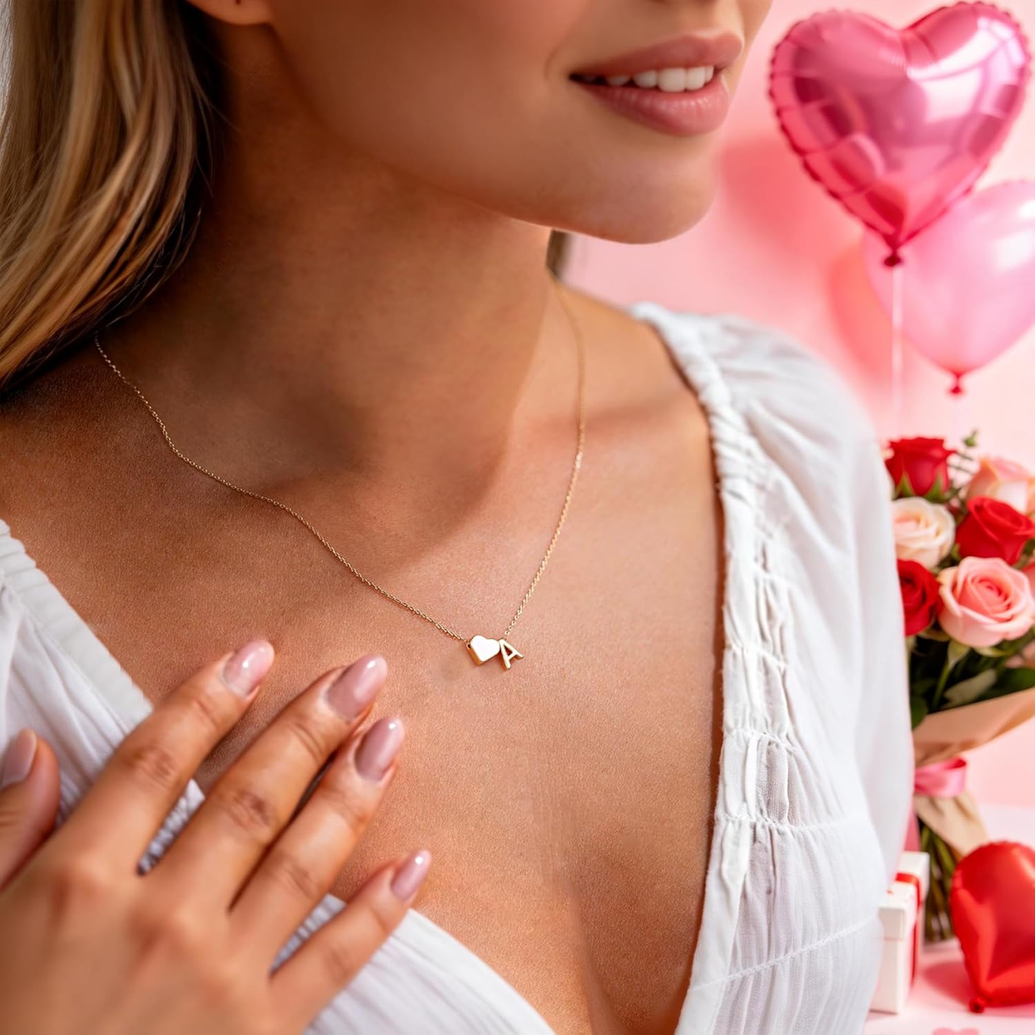 Mothers Day Gifts for Mom Wife - Dainty 18K Gold Plated Heart Initial A-Z Pendant Necklace Modern Jewelry Heart Necklaces Birthday Mothers Day Gifts for Ladies Daughter - Image 2