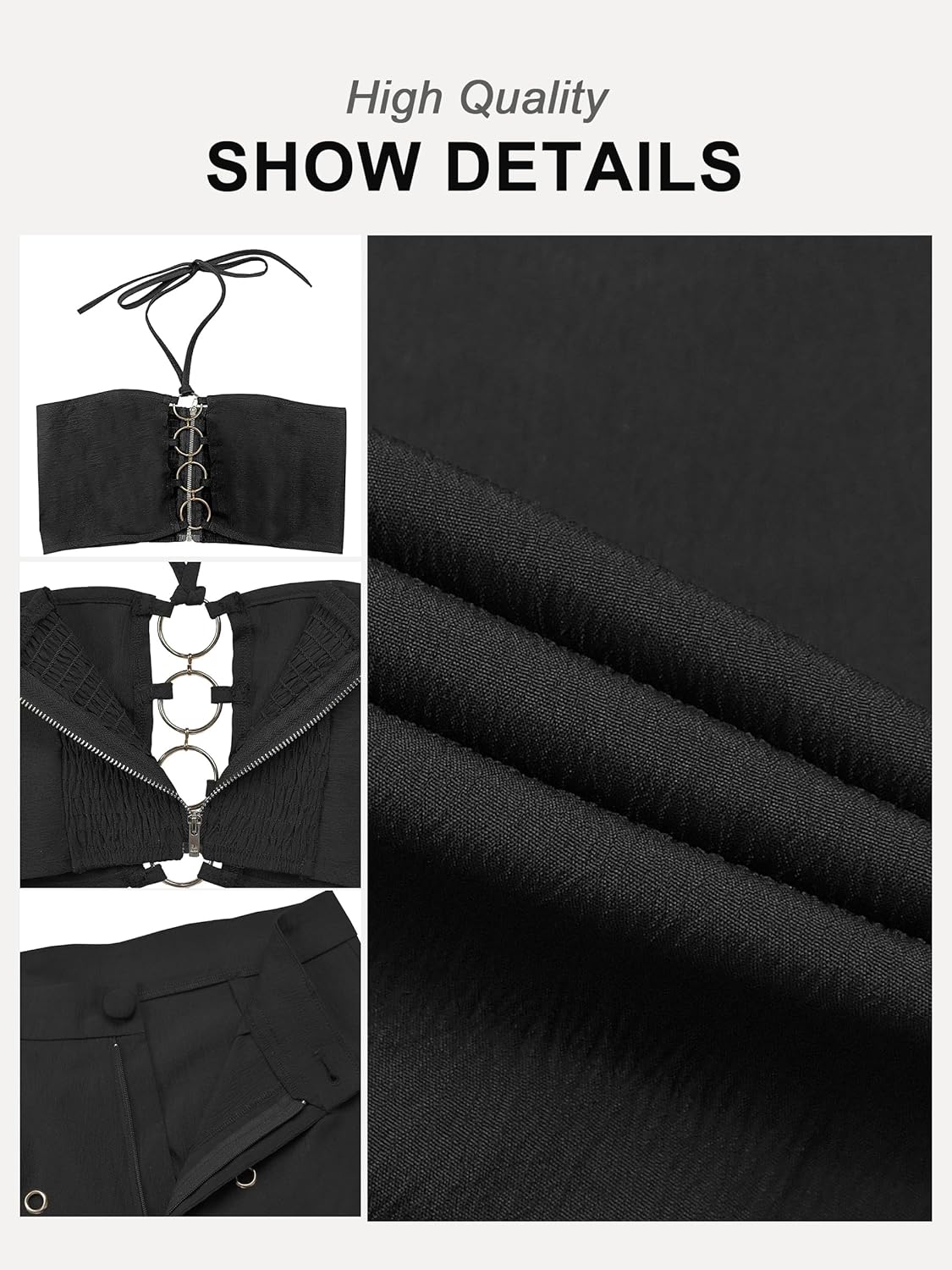 Two-Piece Sets for Ladies Everyday Travel-Ready Vacation Matching Looks Flared Trousers Backless Halter V-Neck Crop Top Sets - Image 5