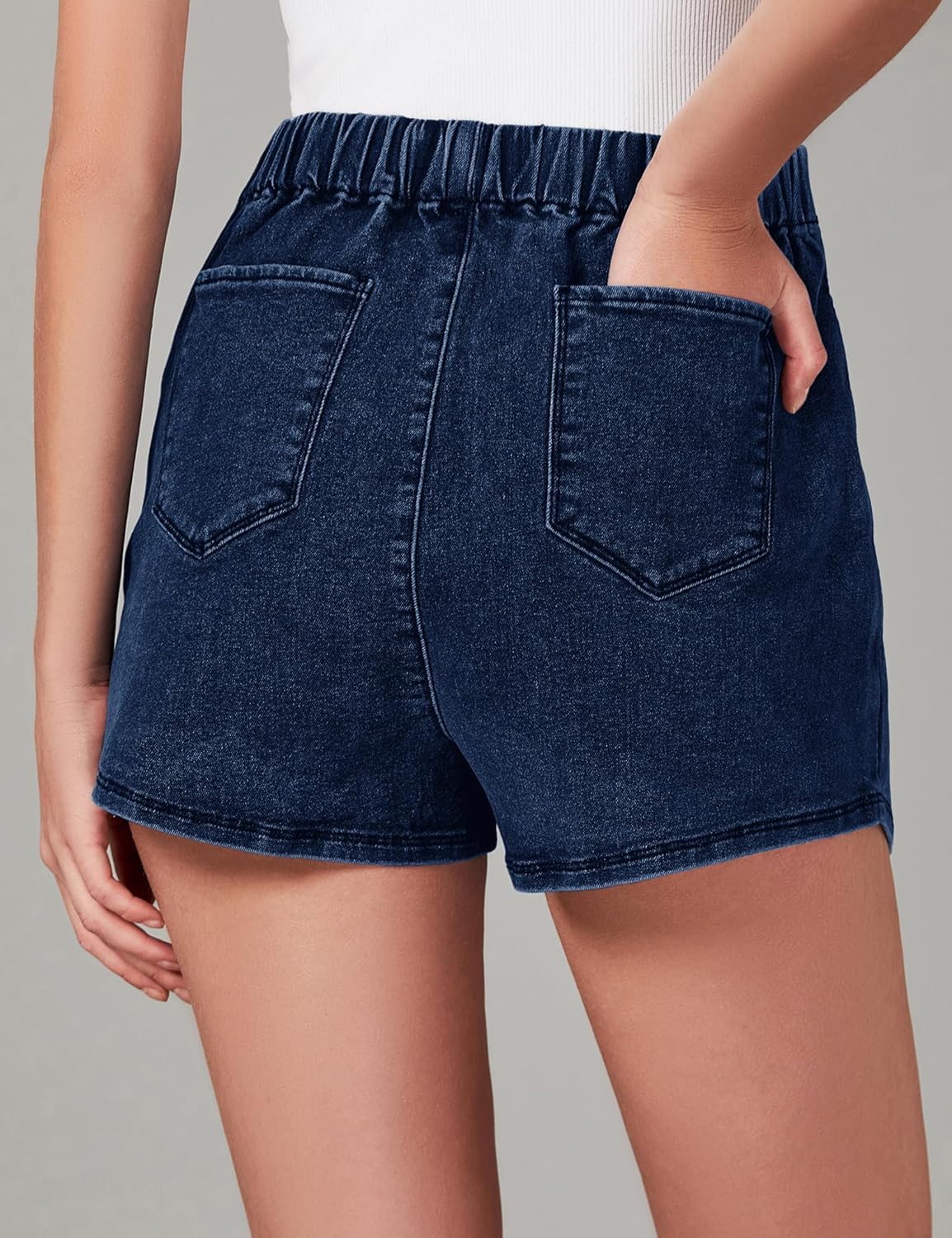Jean Skorts for Woman High Waisted Pull On Stretchy Denim Wrap Skirt with Shorts Modern Asymmetrical Skort - Image 2
