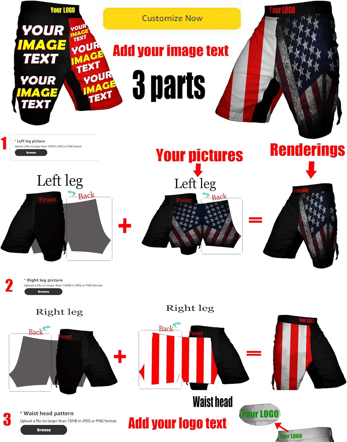 Custom MMA Shorts -Fight Shorts, BJJ, Muay Thai, Cross-Training Jiu Jitsu Pants - Image 2